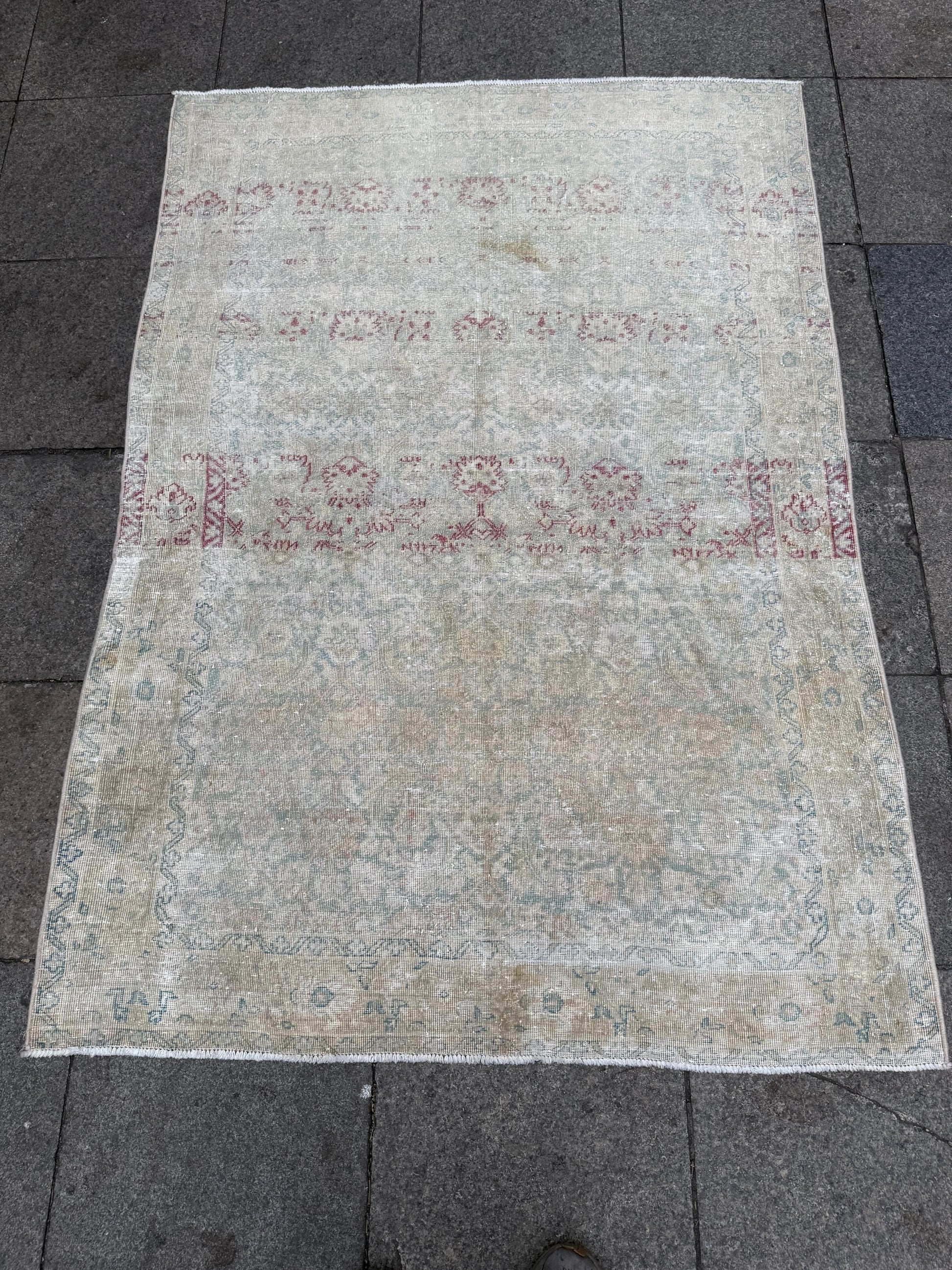 4'x5'8" feet Vintage Turkish Anatolian Rug,Beige Color Rug,78