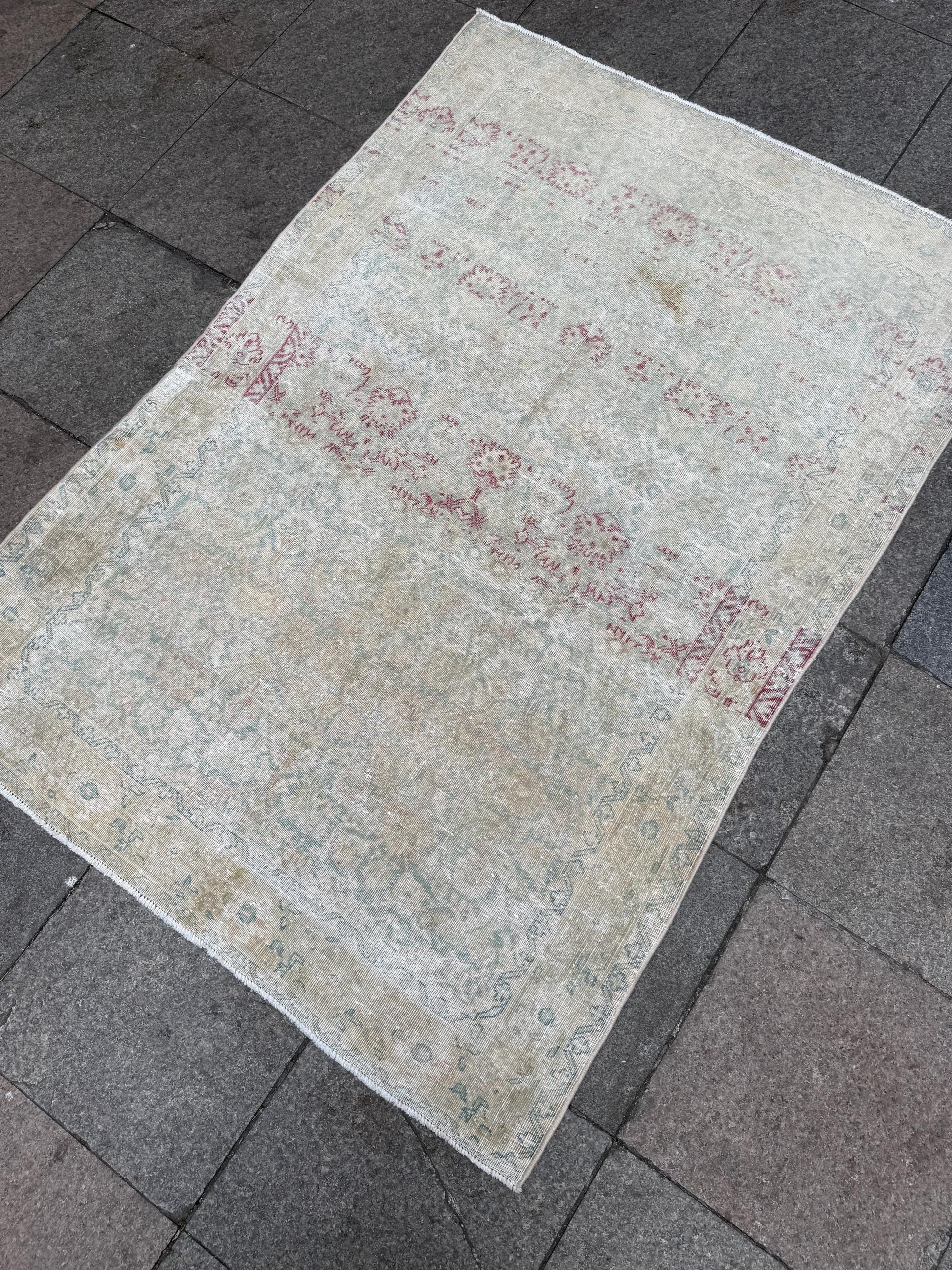 4'x5'8" feet Vintage Turkish Anatolian Rug,Beige Color Rug,78