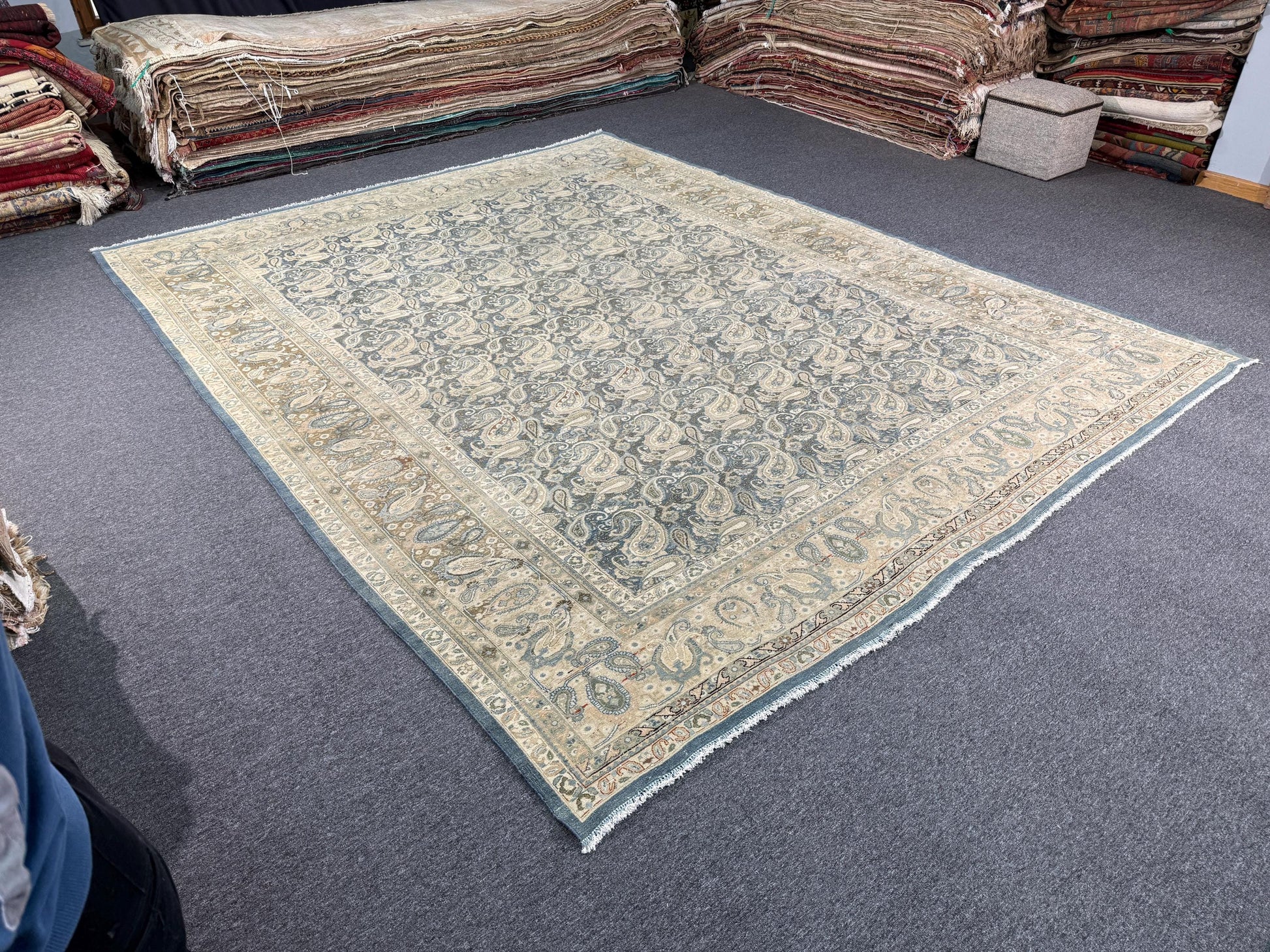 9'9"x12'4" feet Vintage Turkish Anatolian Rug,Blue Color Rug,115