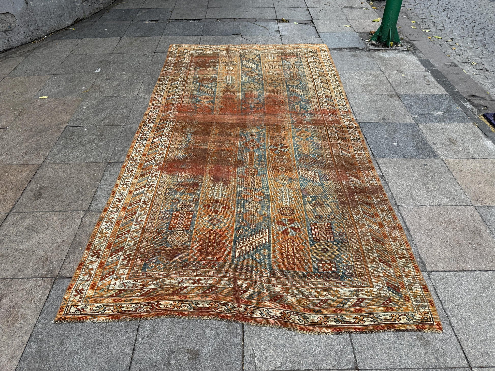 5'1"x9'2" feet Vintage Turkish Anatolian Rug,Brick Color Floral Rug,7026