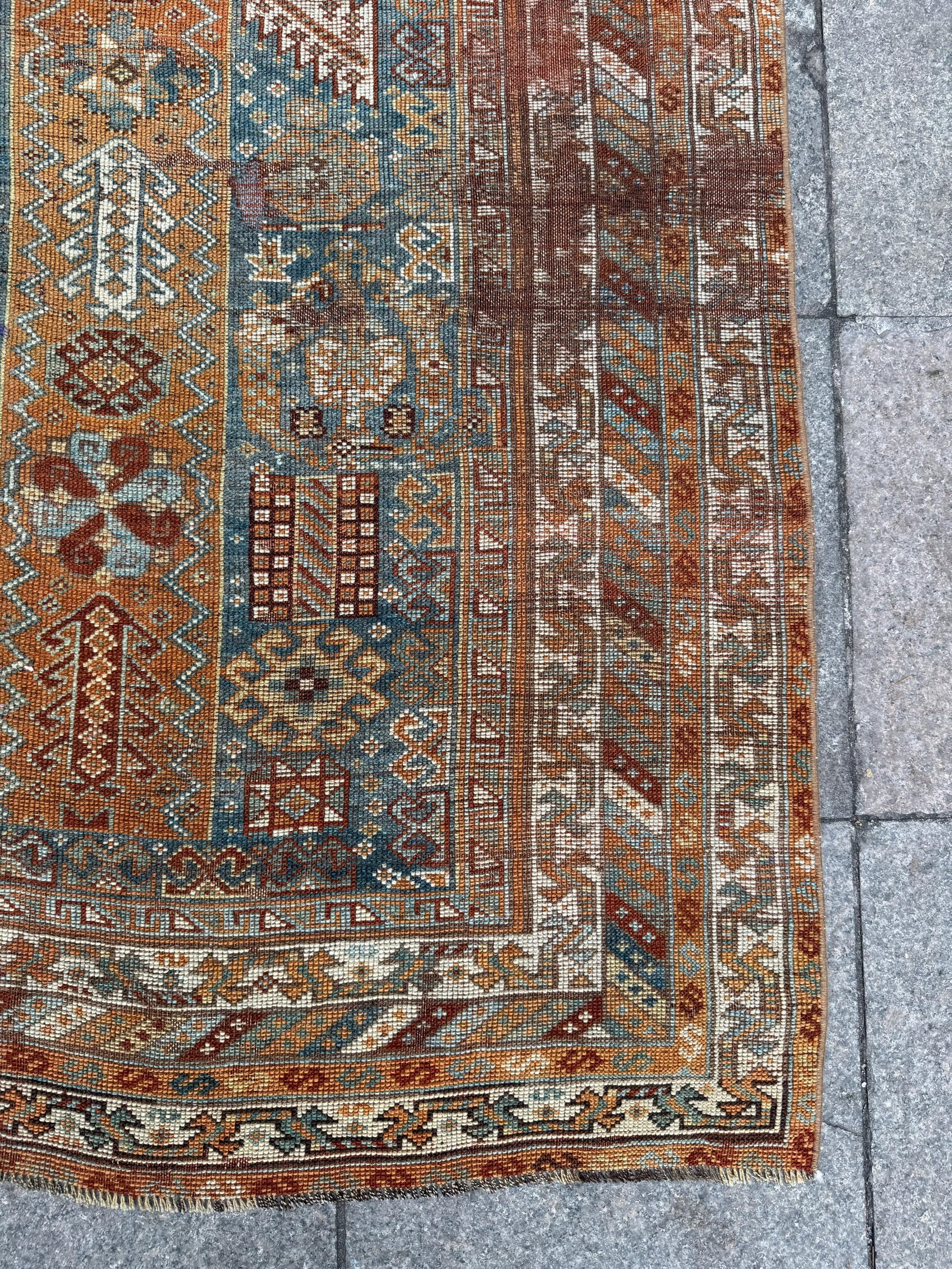 5'1"x9'2" feet Vintage Turkish Anatolian Rug,Brick Color Floral Rug,7026