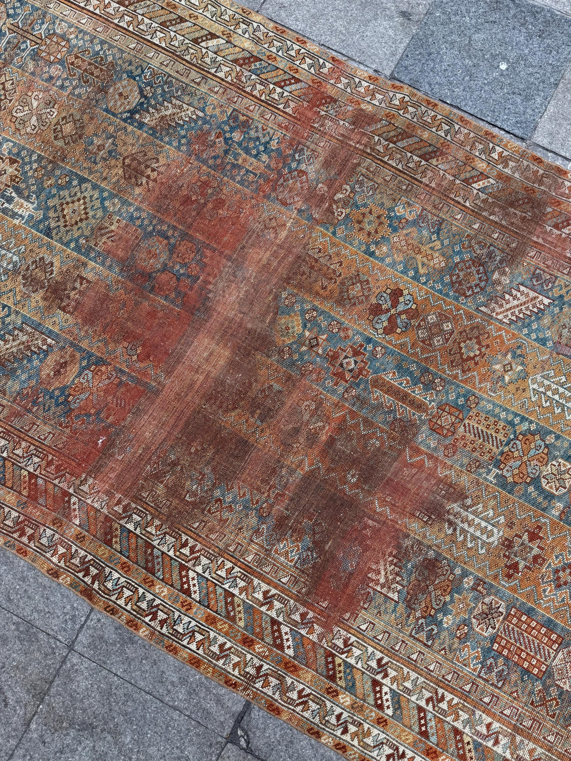 5'1"x9'2" feet Vintage Turkish Anatolian Rug,Brick Color Floral Rug,7026