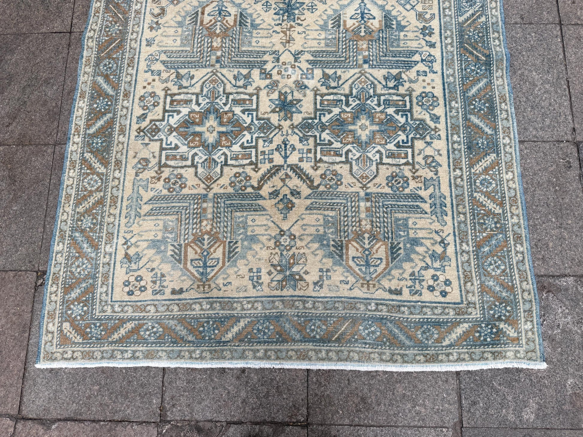 4'6"x6'3" feet Vintage Turkish Anatolian Rug,beige Floral Rug,131