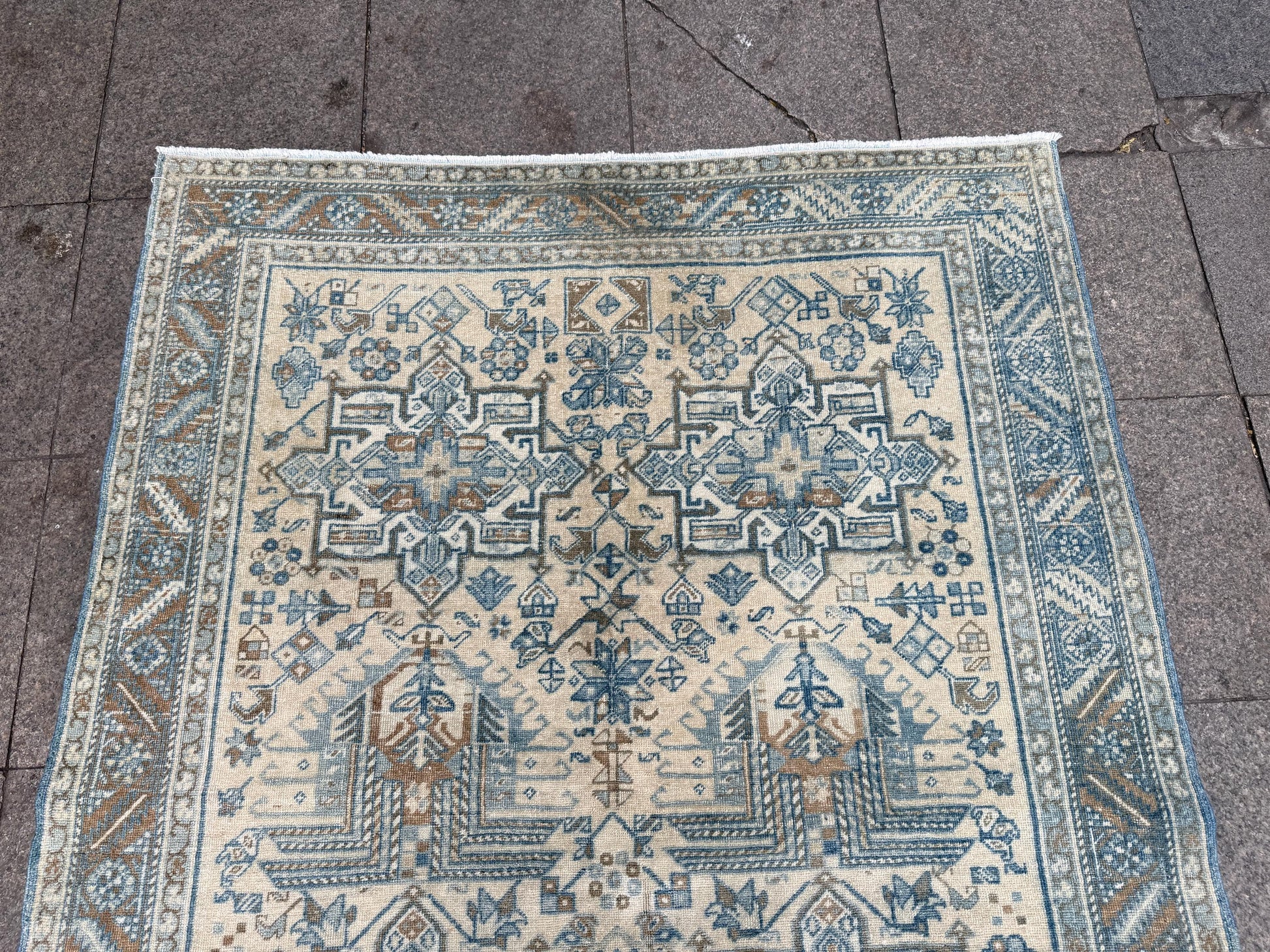 4'6"x6'3" feet Vintage Turkish Anatolian Rug,beige Floral Rug,131