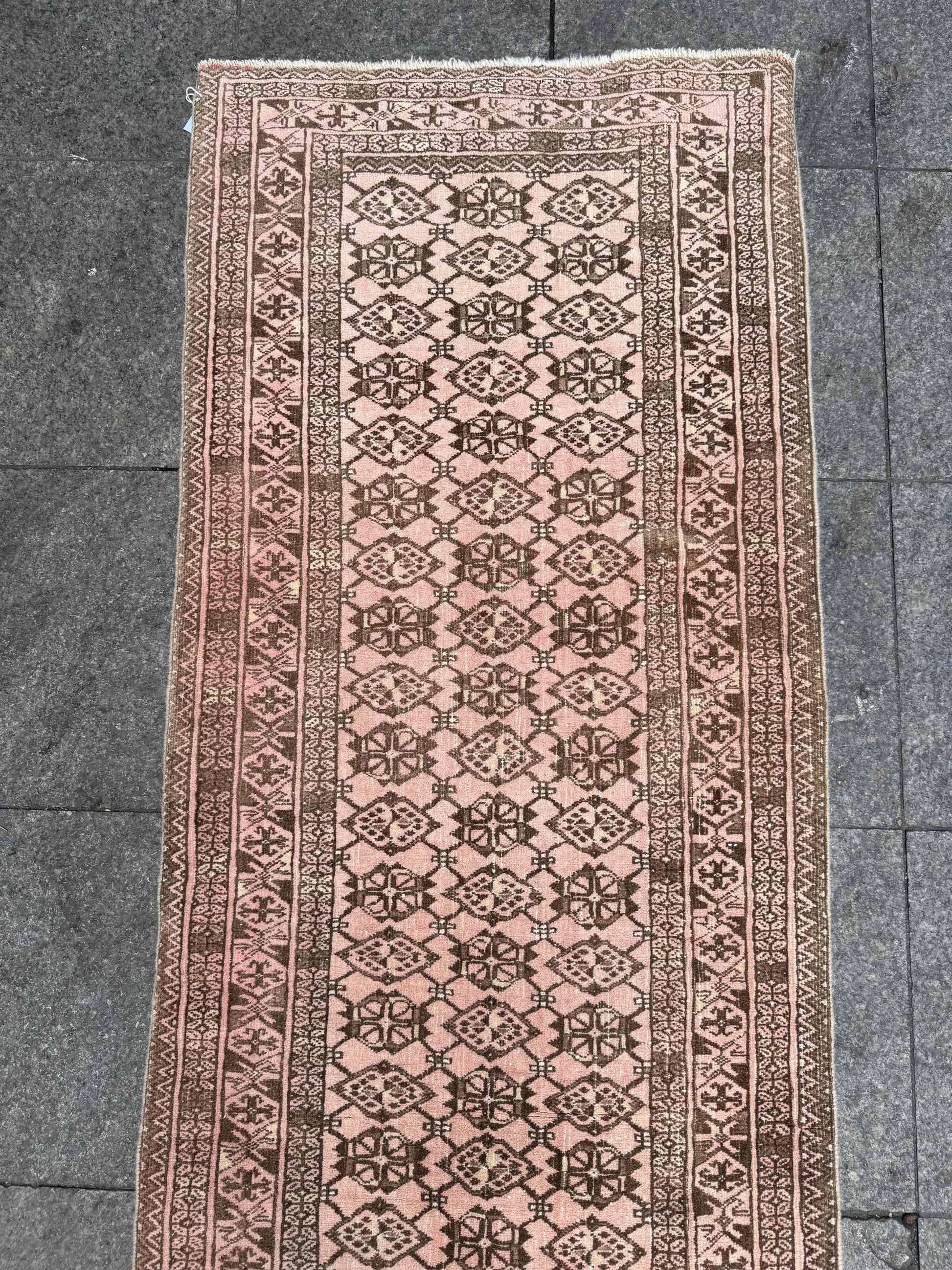 2'6"x9' feet Vintage Anatolian Wool Runner Rug,Floral Decoritive Beige Runner ,135