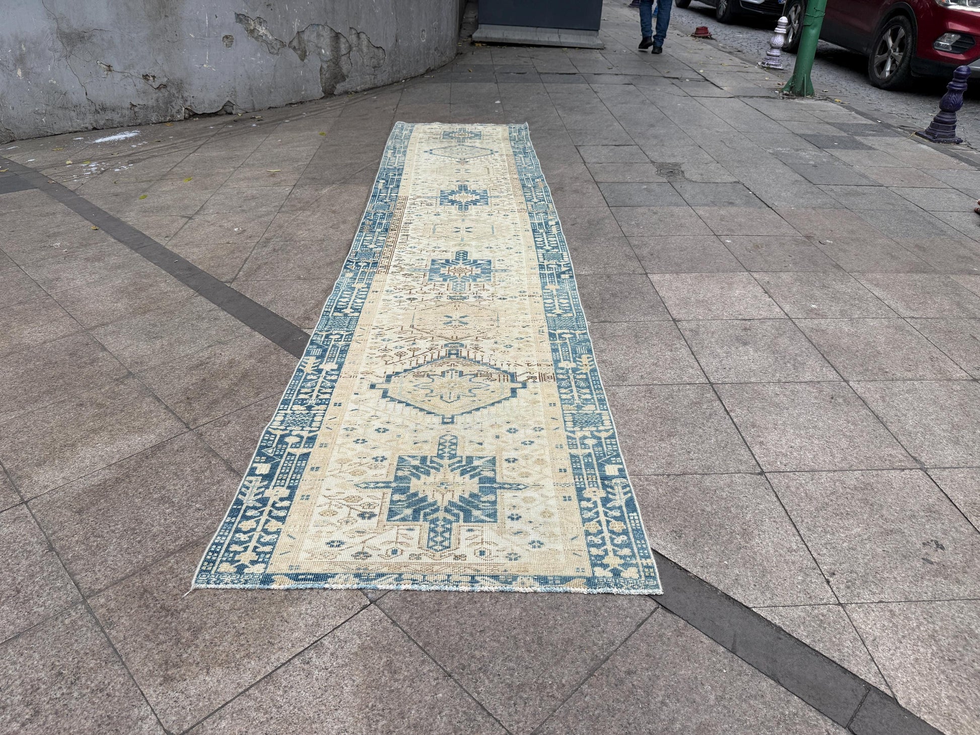 3'1"x13'5" feet Vintage Anatolian Wool Runner Rug,Beige Color Rug ,141