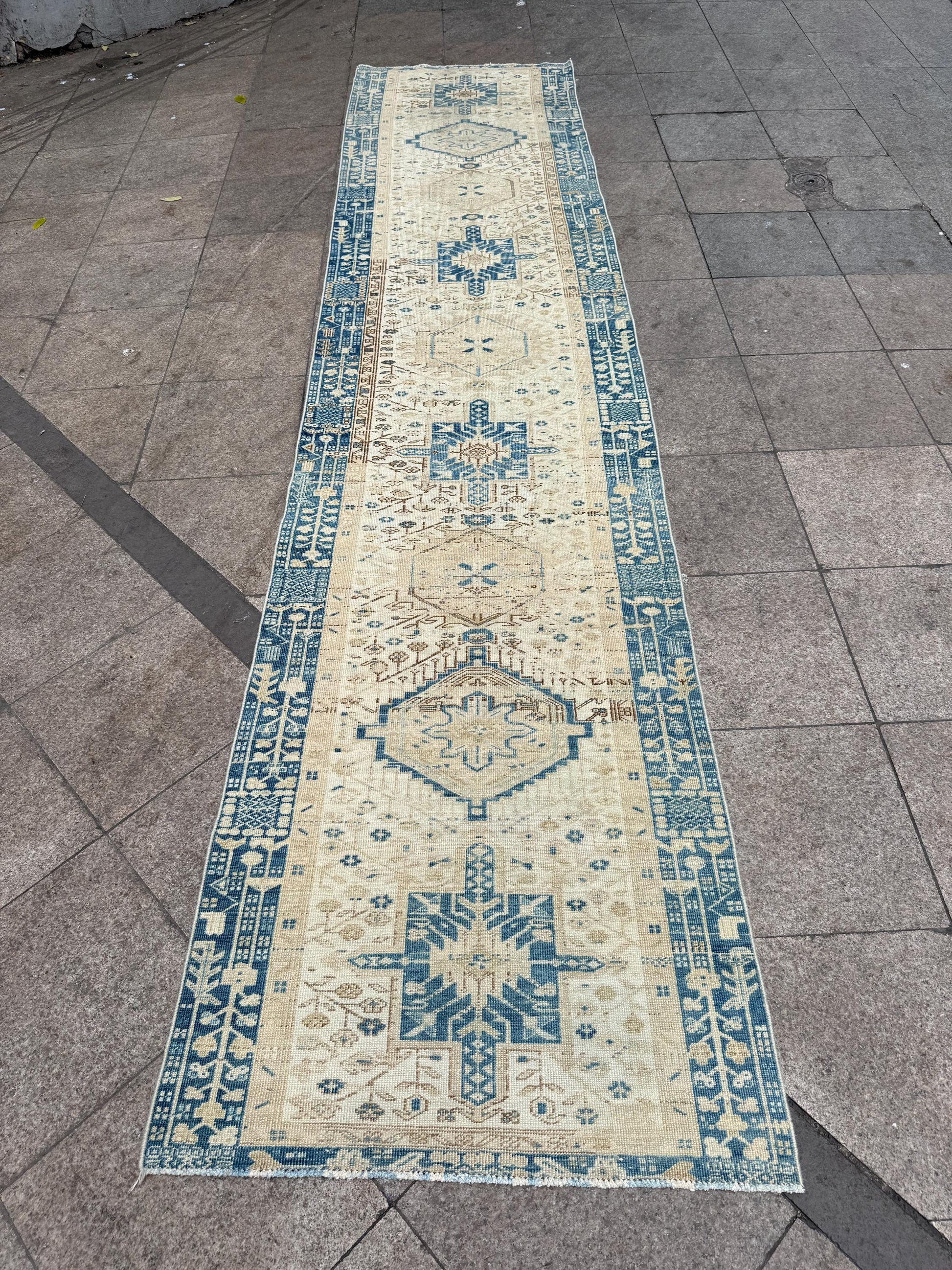 3'1"x13'5" feet Vintage Anatolian Wool Runner Rug,Beige Color Rug ,141