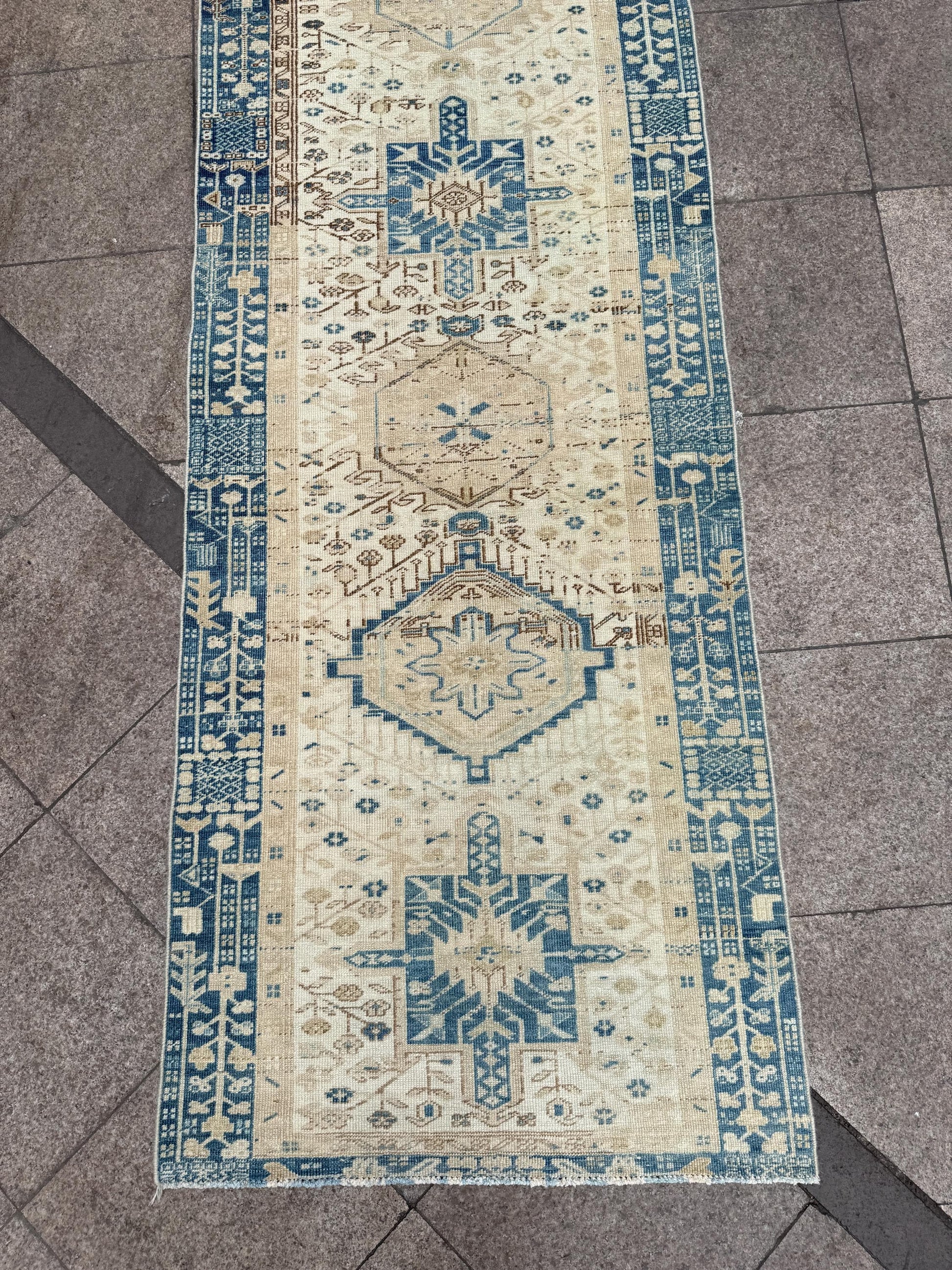 3'1"x13'5" feet Vintage Anatolian Wool Runner Rug,Beige Color Rug ,141