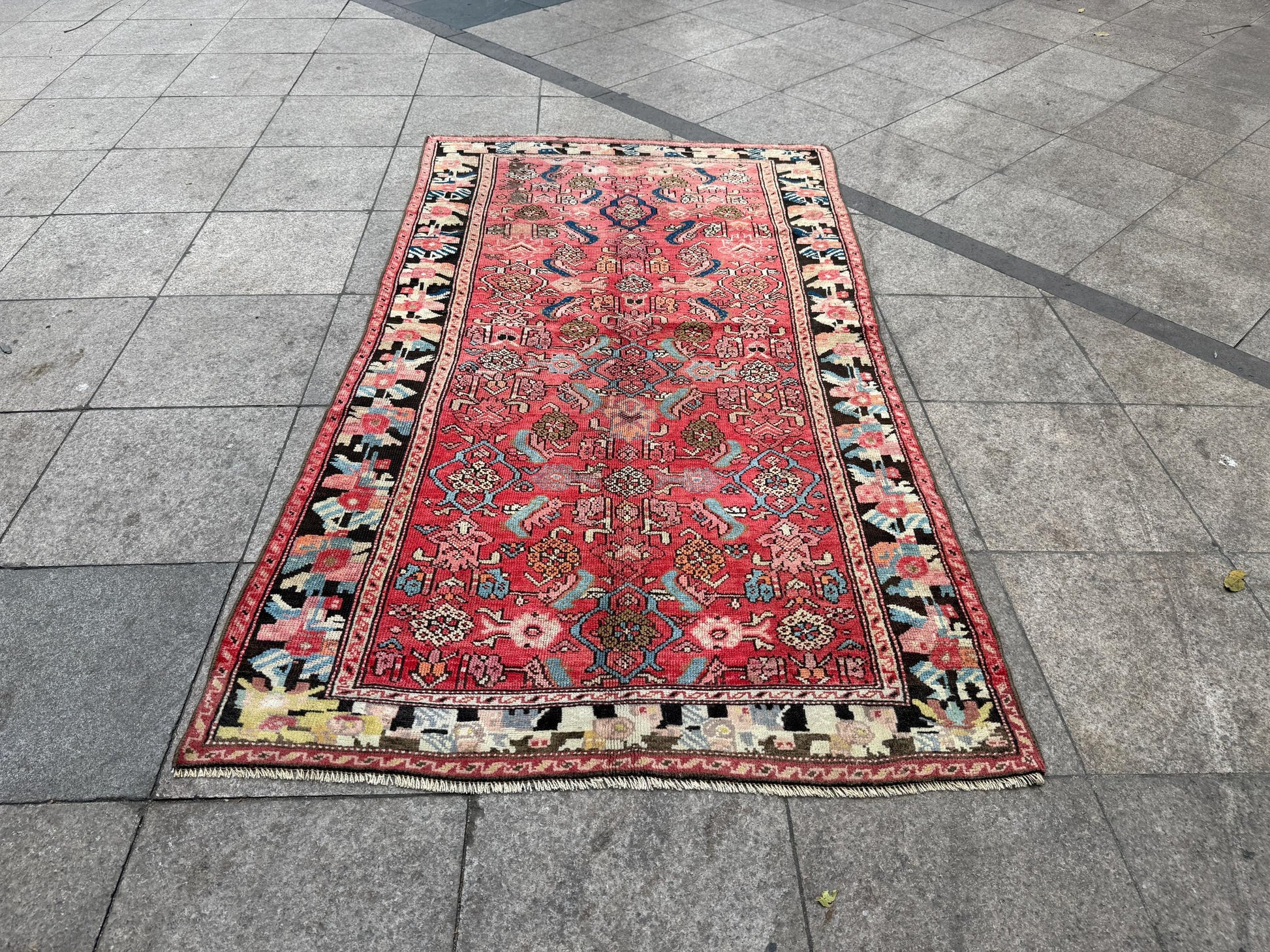 3'8"x6'10" feet Vintage Turkish Anatolian Rug,Brick Color Rug,142