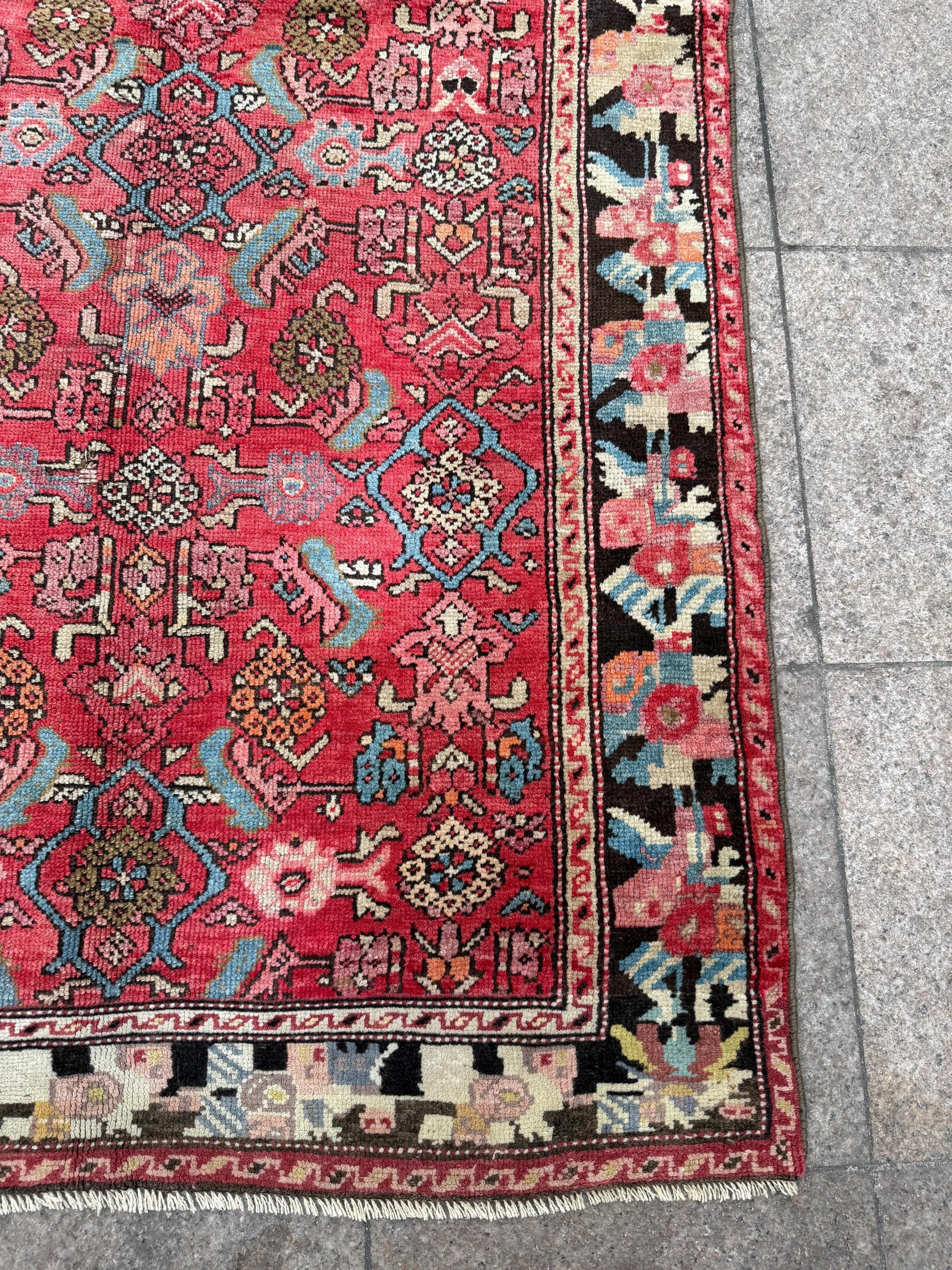 3'8"x6'10" feet Vintage Turkish Anatolian Rug,Brick Color Rug,142