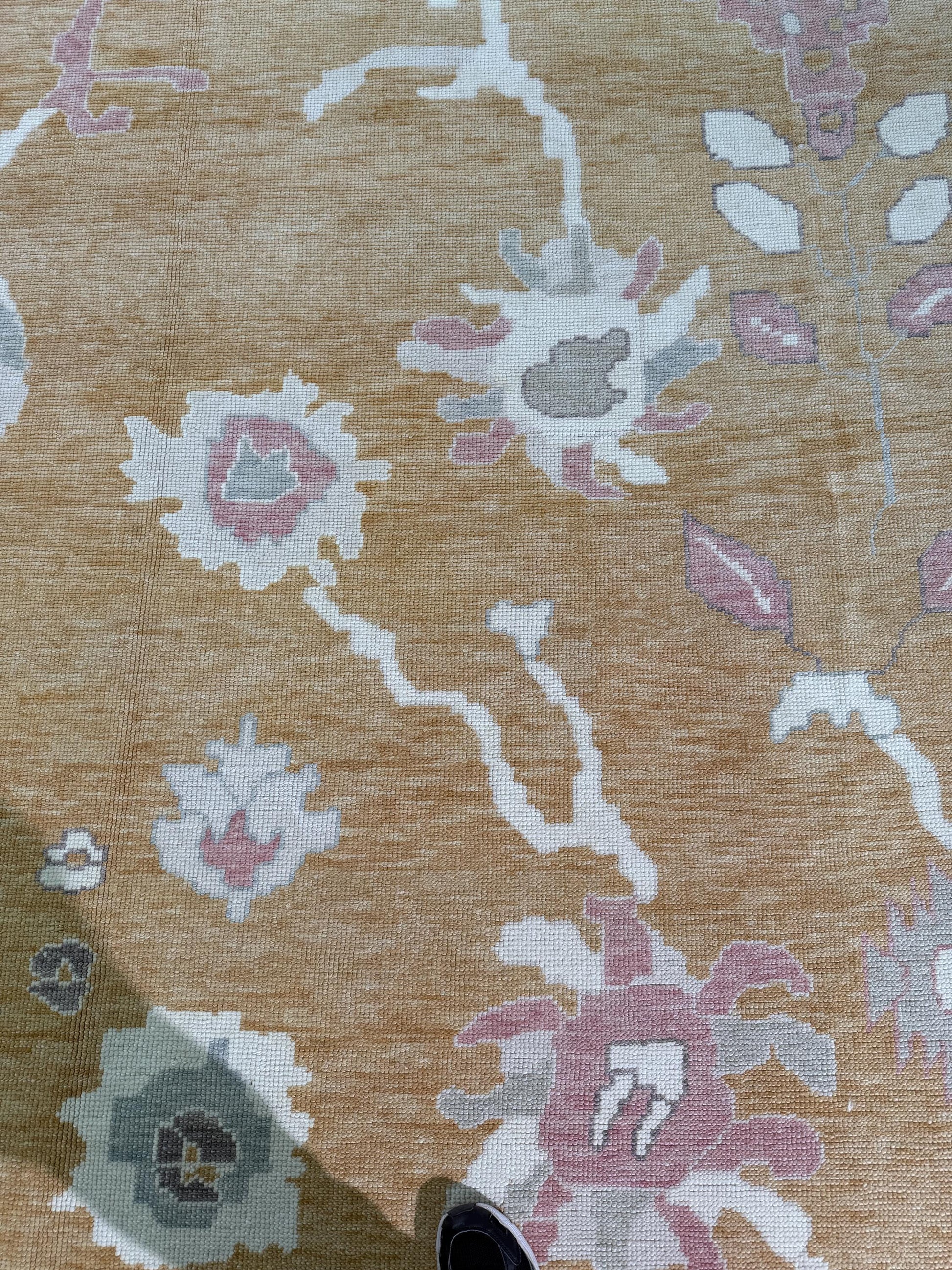 12'2"x15' feet Turkish Oushak Rug,Yellow Color Rug,071